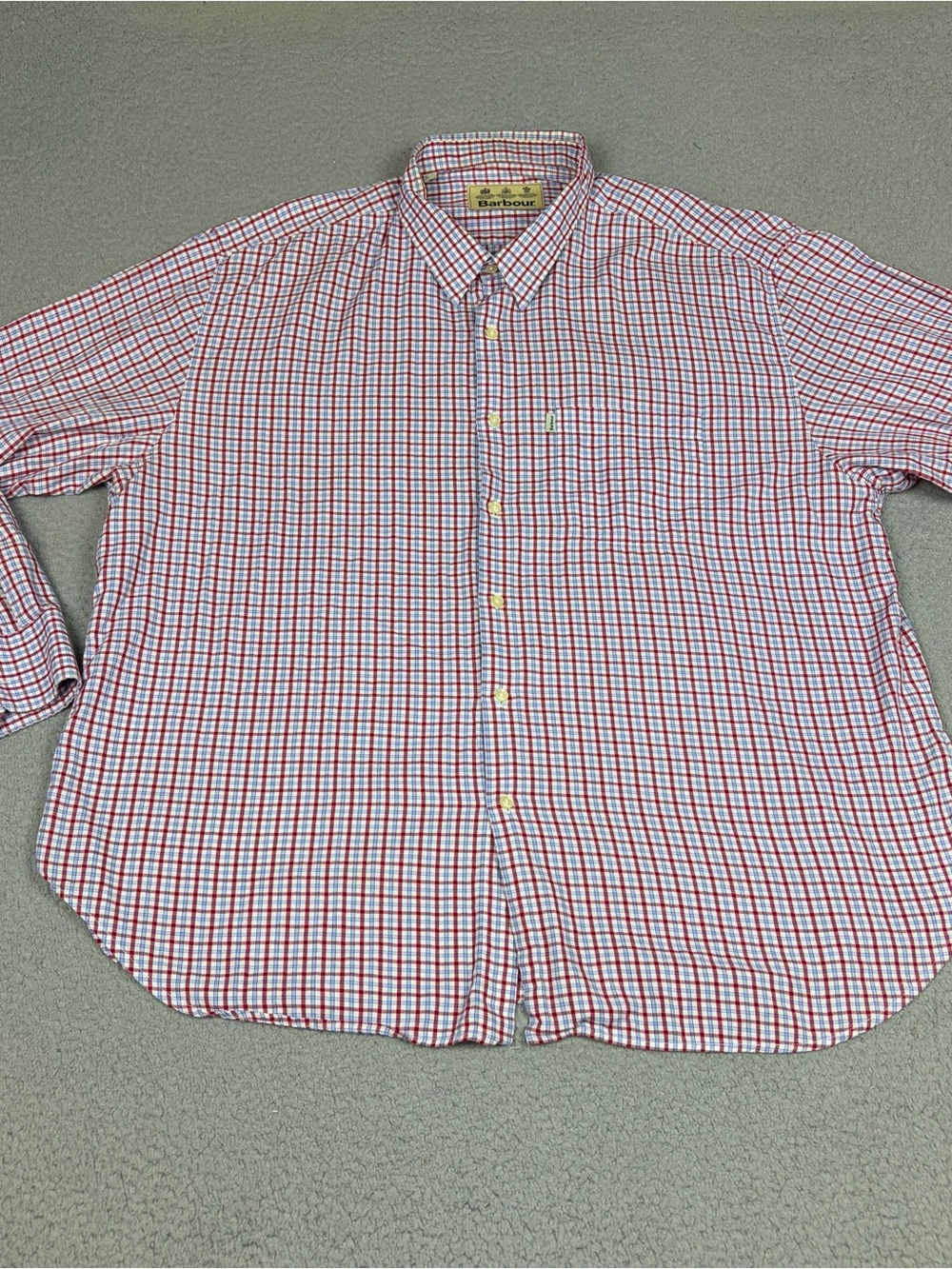 Barbour Shirt Men’s XL (Fits 3XL) Red and Blue Check Cotton Button-Up - Picture 2 of 9